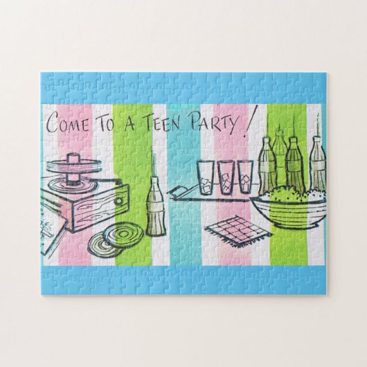 Retro Teen Party Einladung Puzzle (Horizontal)