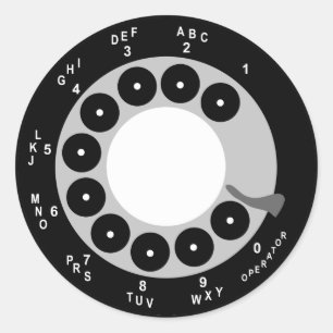 Retro-Telefon-Aufkleber - Schwarz/Weiß Runder Aufkleber