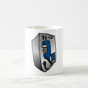 Retro Telefon Blaues und Silbernes Öffentliches Te Kaffeetasse