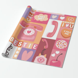 Retro-Telefon-Liebesmuster Geschenkpapier