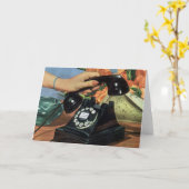 Retro-Telefon mit Rotary-Wählverbindung, Vintages Karte (Gelbe Blume)