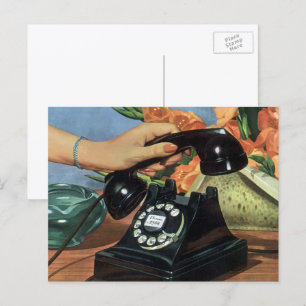 Retro-Telefon mit Rotary-Wählverbindung, Vintages  Postkarte