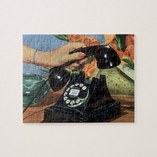 Retro-Telefon mit Rotary-Wählverbindung, Vintages  Puzzle (Horizontal)