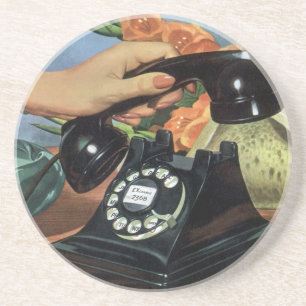 Retro-Telefon mit Wählscheibe, Vintage-Büro Untersetzer