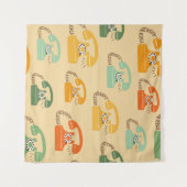 Retro Telefone, buntes, nahtloses Muster. Wandteppich (Vorderseite (Horizontal))