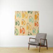 Retro Telefone, buntes, nahtloses Muster. Wandteppich (Beispiel (Horizontal))