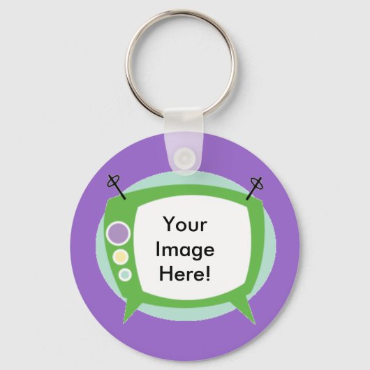 Retro Television ~ Fügen Sie Ihr Foto!! Schlüsselanhänger (Vorderseite)