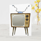 Retro Television Grußkarten Karte (Gelbe Blume)