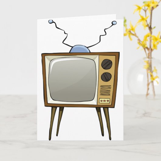 Retro Television Grußkarten Karte (Gelbe Blume)