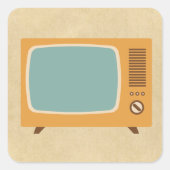 Retro Television Set Quadratischer Aufkleber (Vorderseite)