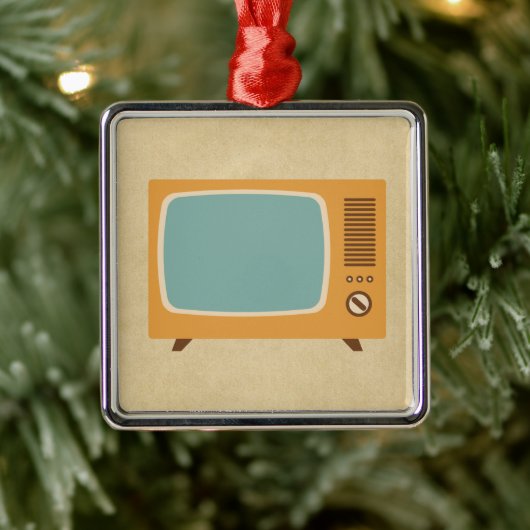 Retro Television Set Silbernes Ornament (Baum)
