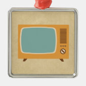 Retro Television Set Silbernes Ornament (Vorne)
