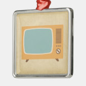 Retro Television Set Silbernes Ornament (Links)