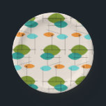 Retro-Teller für atomares mobiles Muster Pappteller<br><div class="desc">Diese neuen Teller sind im modernen Stil der Mitte des Jahrhunderts. Das Vintag inspirierte Design ist cremefarben mit spitzen Ovalen in Türkis, Orange, aquamarin und Avocado grün. Die aquamarinen und Avocado grünen Ovale überlappen sich und schaffen einen schönen Schatten Pfauenblau. Spaß Sternexplosionen verstärken Slanting und Gerade Linien, die die Formen...</div>
