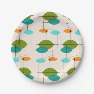 Retro-Teller für atomares mobiles Muster Pappteller