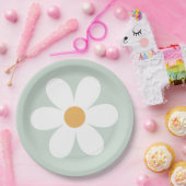 Retro-Teller mit grünem Hobelpapier Pappteller (Party)