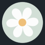 Retro-Teller mit grünem Hobelpapier Runder Aufkleber<br><div class="desc">Retro inspirierte Teller zum ersten Geburtstag mit den 70er Jahren Stil-Gängen und boho Schriftart und Farben.</div>