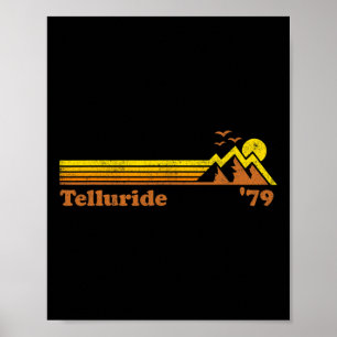 Retro Telluride Ski Resort Colorado Snowboard Moun Poster