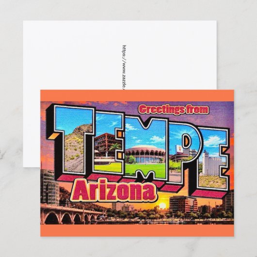 Retro Tempe Arizona Postkarte (Vorne/Hinten)