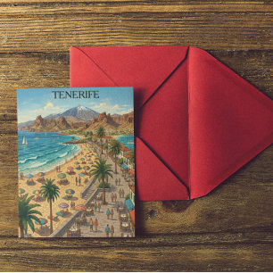 Retro Teneriffa Kanarische Inseln Spanien Strand Postkarte