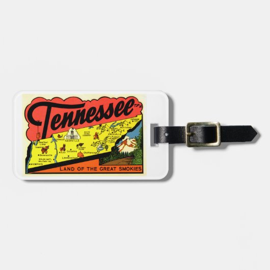Retro Tennessee Artwork Grüße Große Smokies Gepäckanhänger (Vorderseite horizontal)