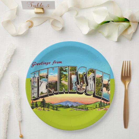 Retro-Tennessee-Gruß Pappteller (Hochzeit)