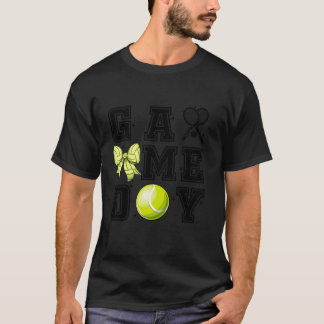 Retro Tennis Coquette Bow Niedlich Gameday Cheer M T-Shirt