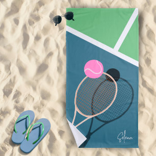 Retro Tennis Hard Court Star Eigene Signatur Strandtuch