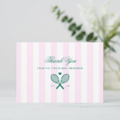 Retro Tennis Pink Streifen Danke Karte (Stehend Vorderseite)