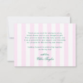 Retro Tennis Pink Streifen Danke Karte (Rückseite)