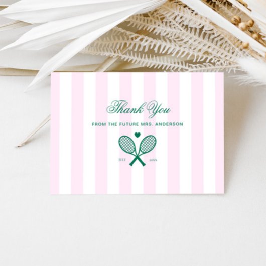 Retro Tennis Pink Streifen Danke Karte