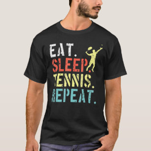 Retro Tennis Player Sport Essen Sleep Tennis wiede T-Shirt