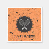 Retro Tennis Rackets Grauer Orange Custom Text Serviette (Vorderseite)