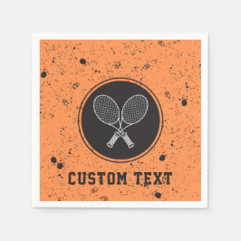 Retro Tennis Rackets Grauer Orange Custom Text Serviette