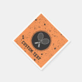 Retro Tennis Rackets Grauer Orange Custom Text Serviette (Ecke)