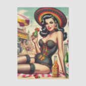 Retro Tequila Pin-up Seidenpapier (Vorderseite)
