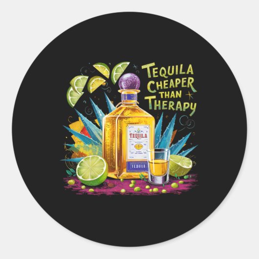Retro Tequila trinkt Tequila billiger als ein Drit Runder Aufkleber (Vorderseite)