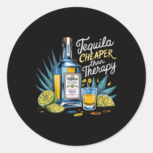 Retro Tequila trinkt Tequila billiger als ein Drit Runder Aufkleber (Vorderseite)