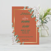 Retro Terracata Floral Wedding Einladung (Stehend Vorderseite)