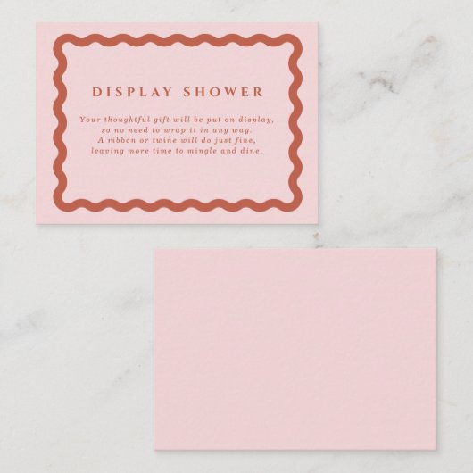 Retro Terracotta & Blush Wavy Frame Display Dusche Begleitkarte (Vorne/Hinten)