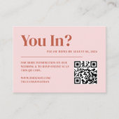 Retro Terracotta & Blush Wedding Website QR Code Begleitkarte (Vorderseite)