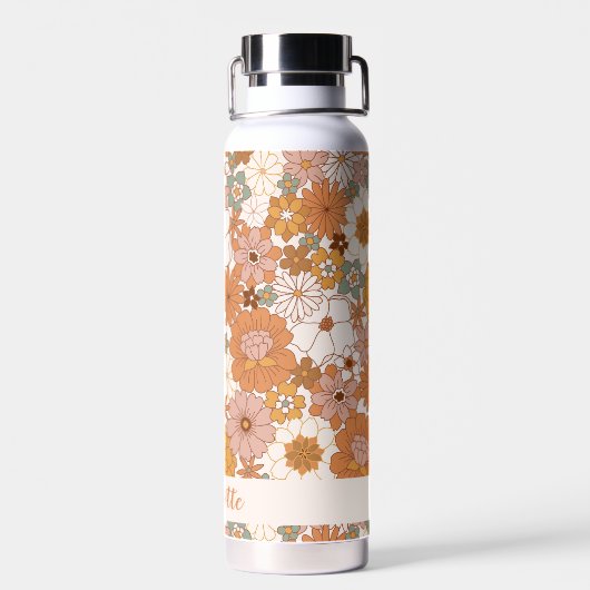 Retro Terracotta Boho Personalisierter Name Trinkflasche (Rückseite)