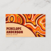 Retro Terracotta Cream Orange QR Code Boho Groovy Visitenkarte (Vorderseite)