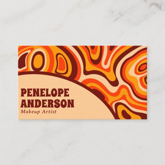 Retro Terracotta Cream Orange QR Code Boho Groovy Visitenkarte (Vorderseite)