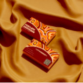 Retro Terracotta Earthy QR Code Boho Groovy Trendy Visitenkarte