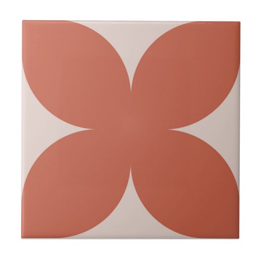 Retro Terracotta Floral Petal Mitte Jahrhundert Mo Fliese (Vorderseite)
