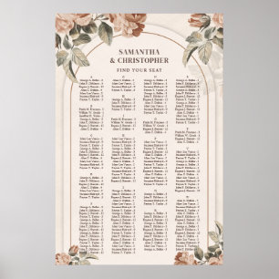 Retro terracotta florale Salbei grün Alphabetisch Poster