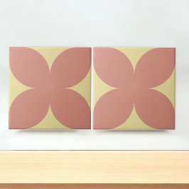 Retro Terracotta Gelbe Blütenblätter Mitte Jahrhun Fliese