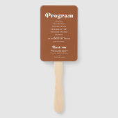 Retro Terracotta Hochzeitsprogramm Hand Fan Fächer (Rückseite)