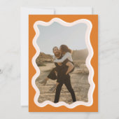 Retro Terracotta-Kurve quiggle wavy Foto Hochzeit Save The Date (Rückseite)